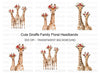 Cute Giraffe Family with Flower Crowns Clipart Bundle