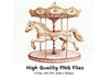Elegant White Carousel Horse Clipart Bundle