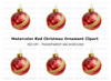 Sparkling Red Christmas Ornament Clipart Bundle
