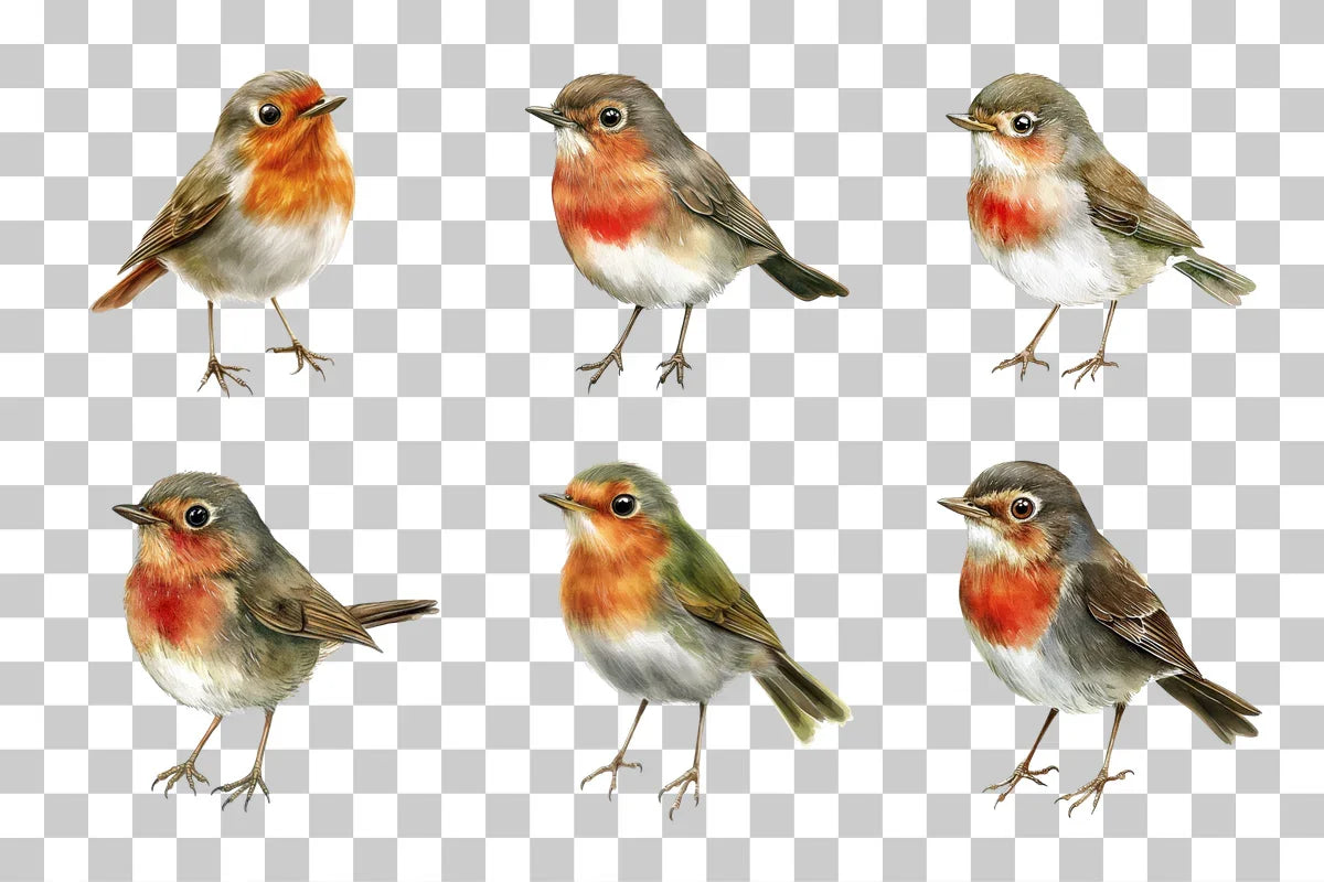Robin Redbreast Woodland Bird Clipart Bundle - CraftNest - Digital Crafting and Art