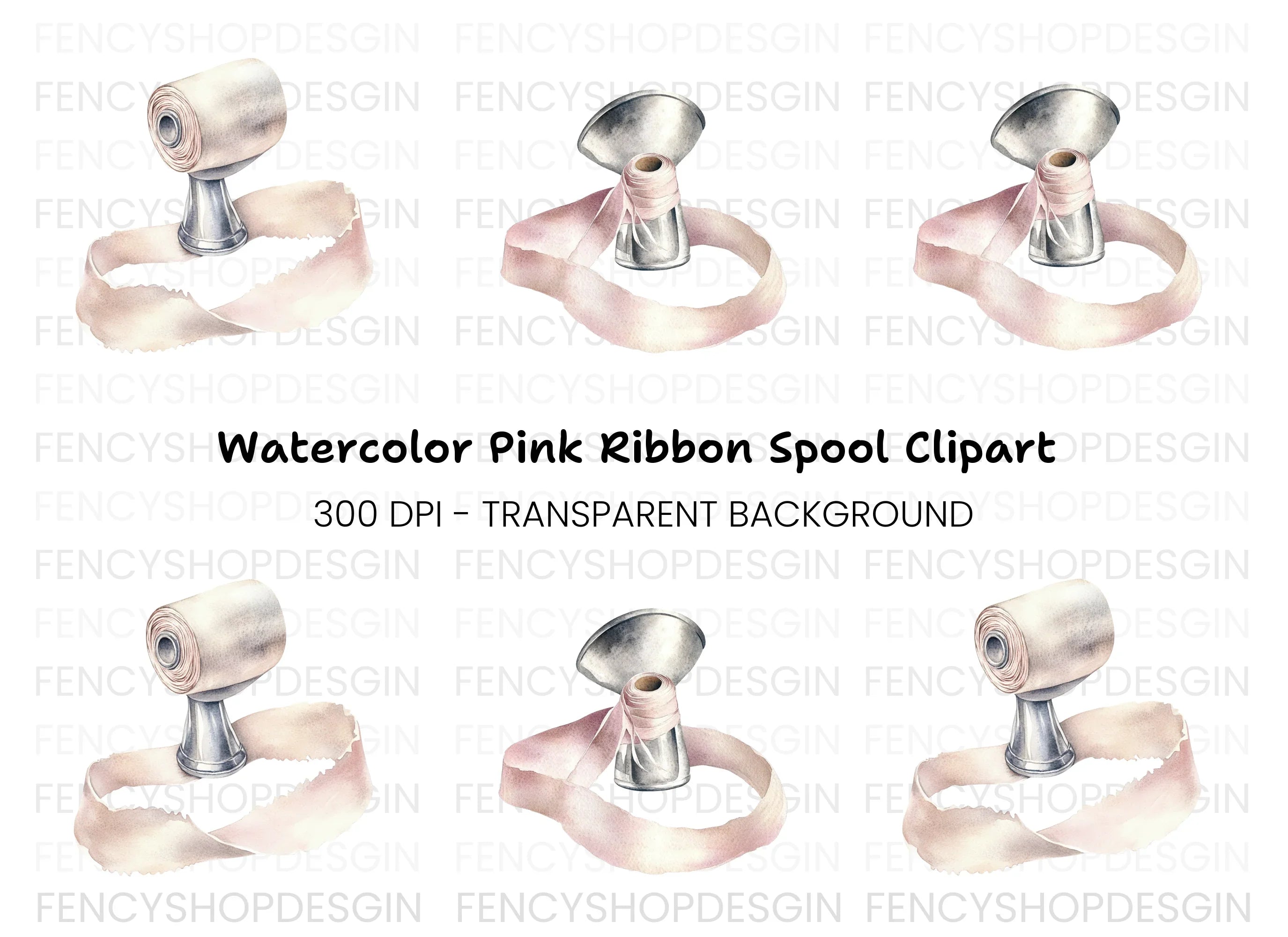 Vintage Ribbon Spool Clipart Bundle