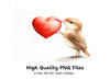 Cute Birds Holding Hearts Clipart Bundle