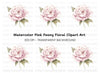Soft Pink Peony Illustration Clipart Bundle