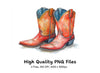 Vibrant Cowboy Boots Clipart Bundle