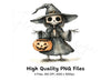 Cute Skeleton Witch Halloween Clipart Bundle