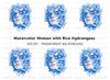 Blue Hydrangea Woman Face Clipart Bundle