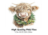 Highland Cow Christmas Wreath Clipart Bundle