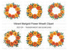 Vibrant Marigold Flower Wreath Clipart Bundle