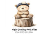 Sleeping Bear on Tree Stump Clipart Bundle