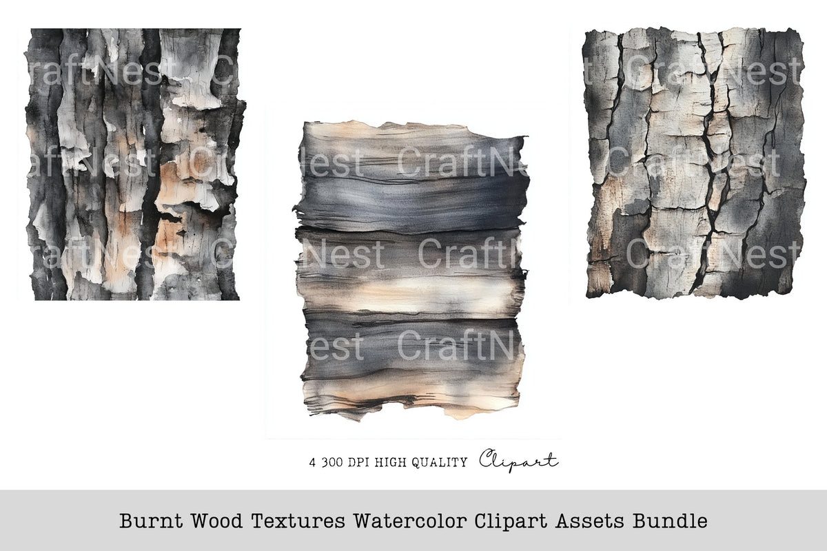 Burnt Wood Textures Clipart Bundle