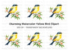 Yellow Bird on Branch Clipart Bundle