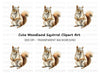 Cute Squirrel Animal Clipart Bundle