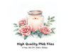 Pink Roses Candle Clipart Bundle