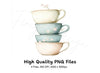 Stacked Pastel Teacups Clipart Bundle