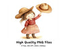 Happy Little Cowgirls with Hats Clipart Bundle