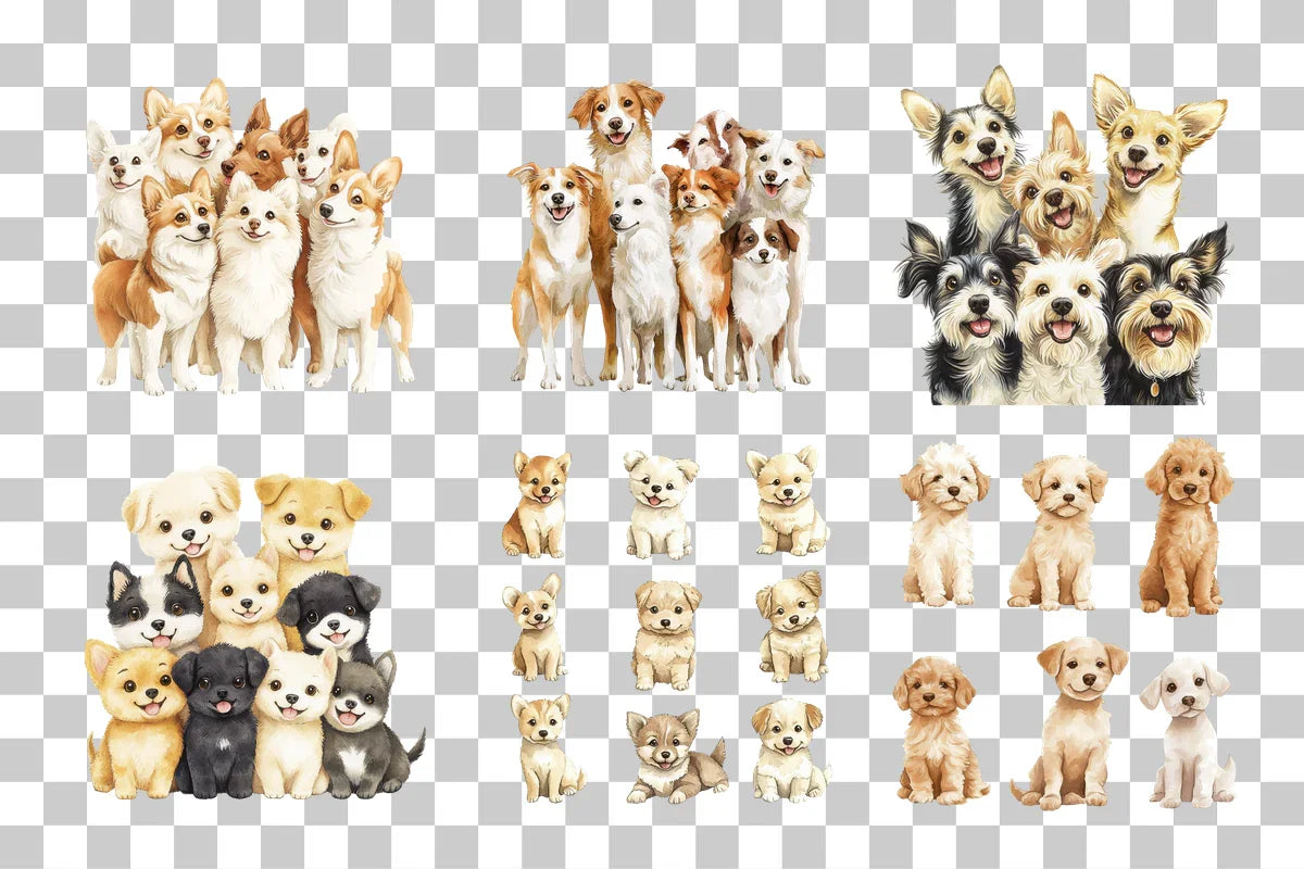 Funny Cartoon Dog Group Clipart Bundle - CraftNest - Digital Crafting and Art