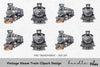 Vintage Steam Train Clipart Bundle