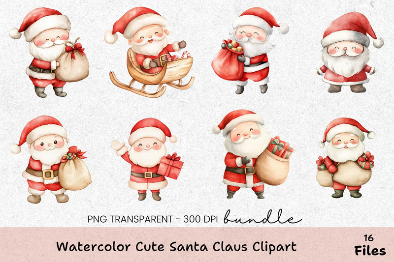Cute Santa Claus Clipart Bundle - CraftNest - Digital Crafting and Art
