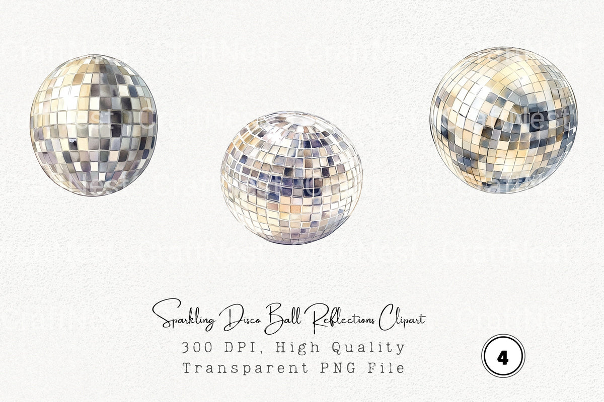 Sparkling Disco Ball Reflections Clipart Bundle