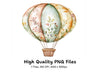 Boho Floral Hot Air Balloons Clipart Bundle