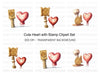 Heart Characters with Stamps Clipart Bundle