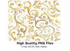 Elegant Golden Swirls Seamless Pattern Clipart Bundle