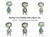 Cute Zombie Kids Halloween Clipart Bundle