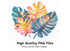 Vibrant Monstera Leaves Clipart Bundle