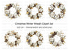 Elegant Winter White Rose Wreath Clipart Bundle