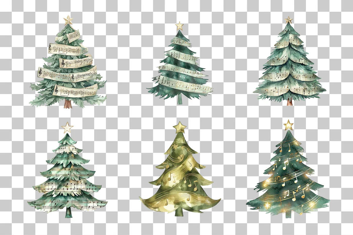 Musical Christmas Tree Concept Clipart Bundle - CraftNest - Digital Crafting and Art