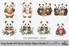 Cute Panda Winter Hot Chocolate Clipart Bundle