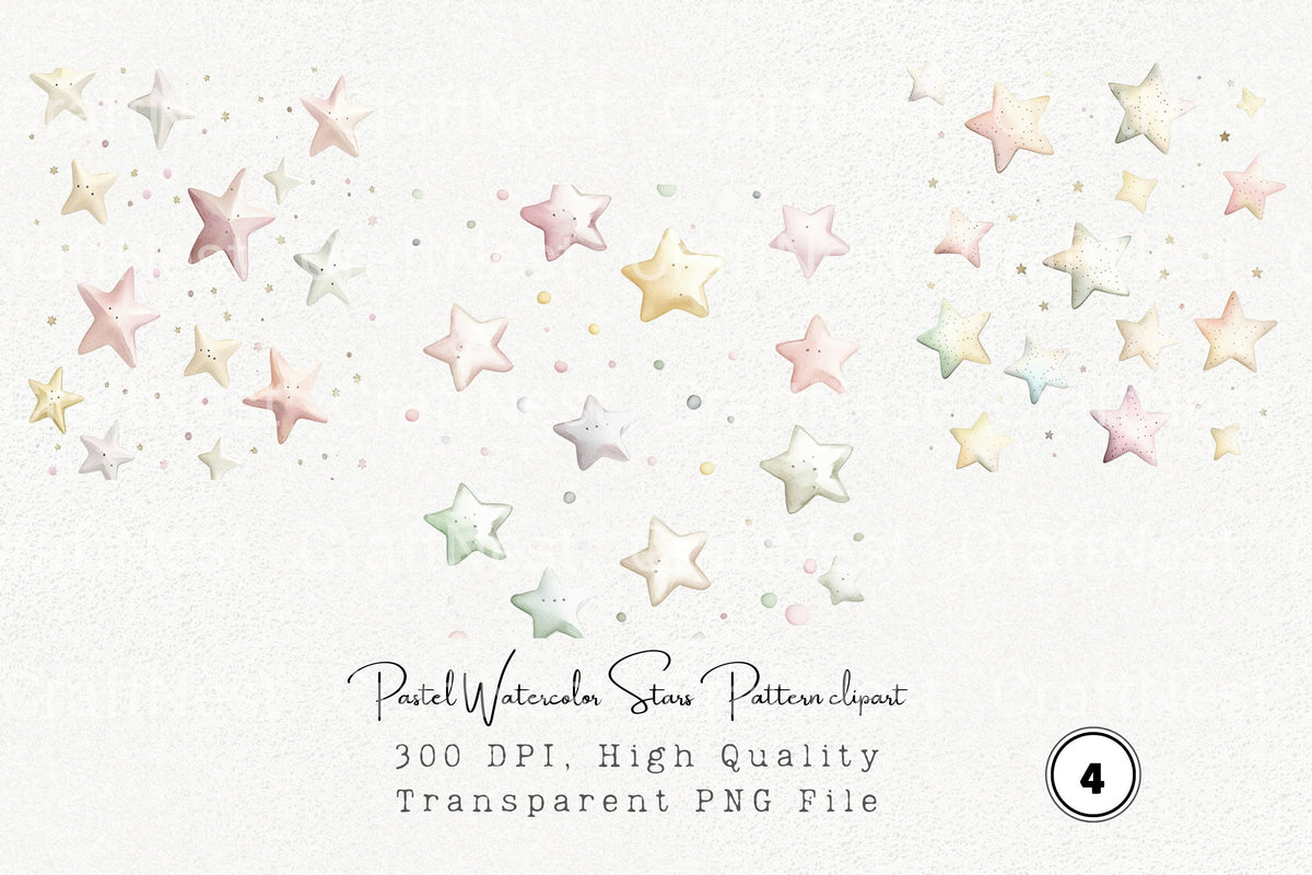 Pastel Stars Pattern Clipart Bundle