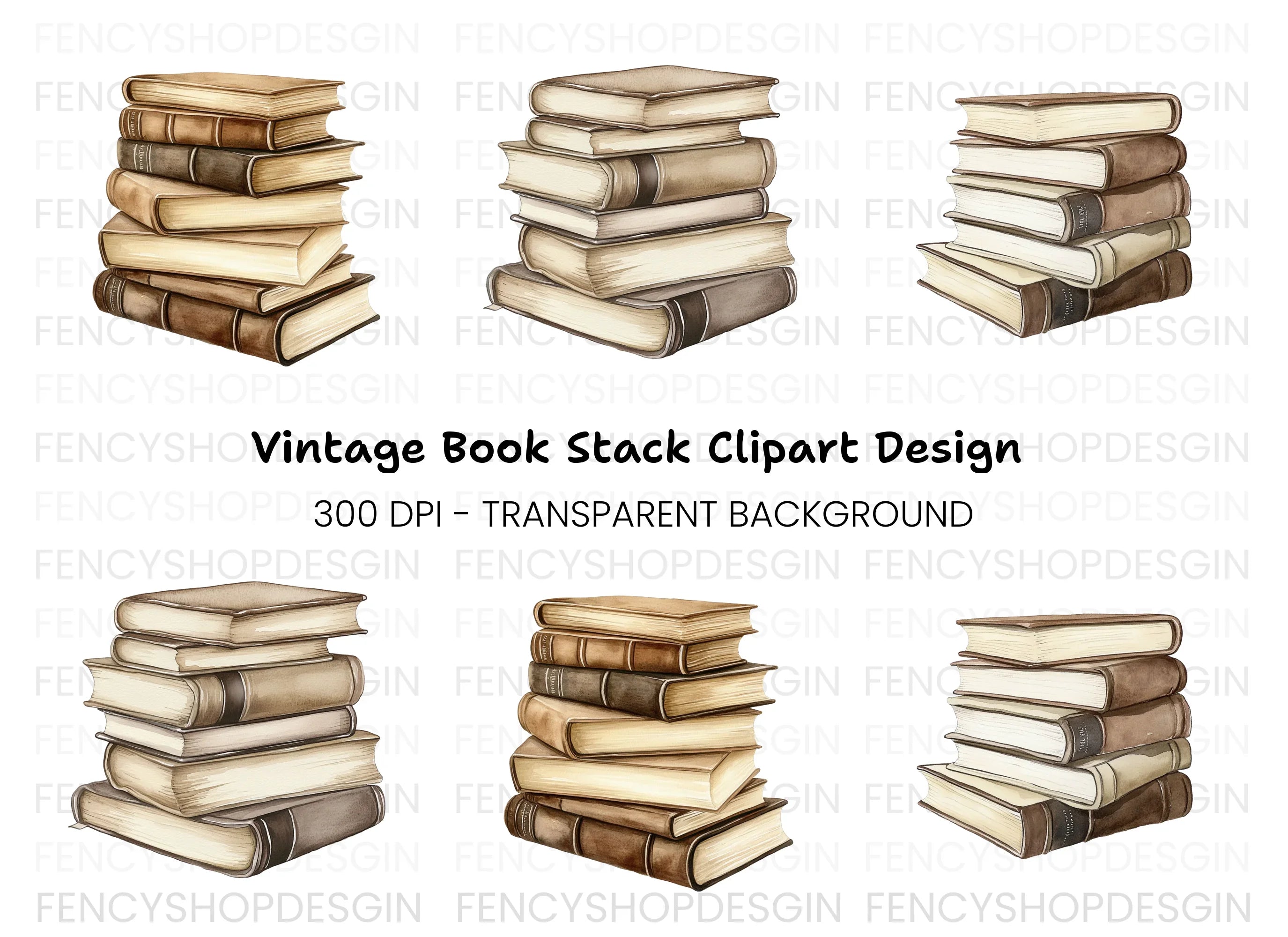 Stack of Books Clipart Bundle