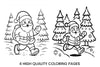 Running Santa Claus in Snowy Forest Coloring Books