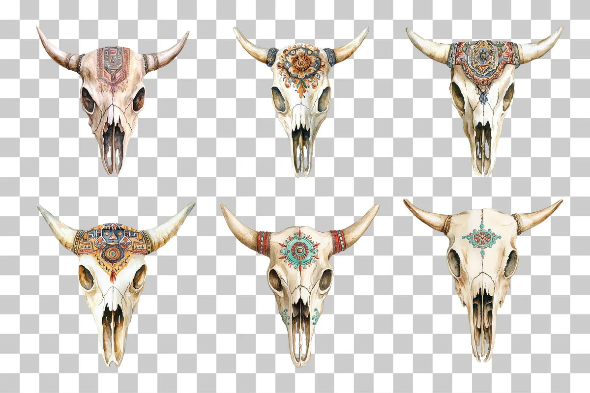 Cow Skull Southwestern Style Clipart Bundle - CraftNest - Digital Crafting and Art