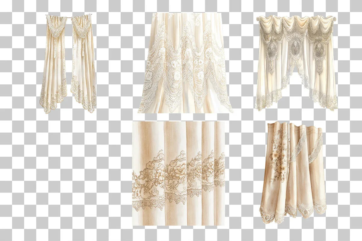 Vintage Lace Curtains Clipart Bundle - CraftNest - Digital Crafting and Art
