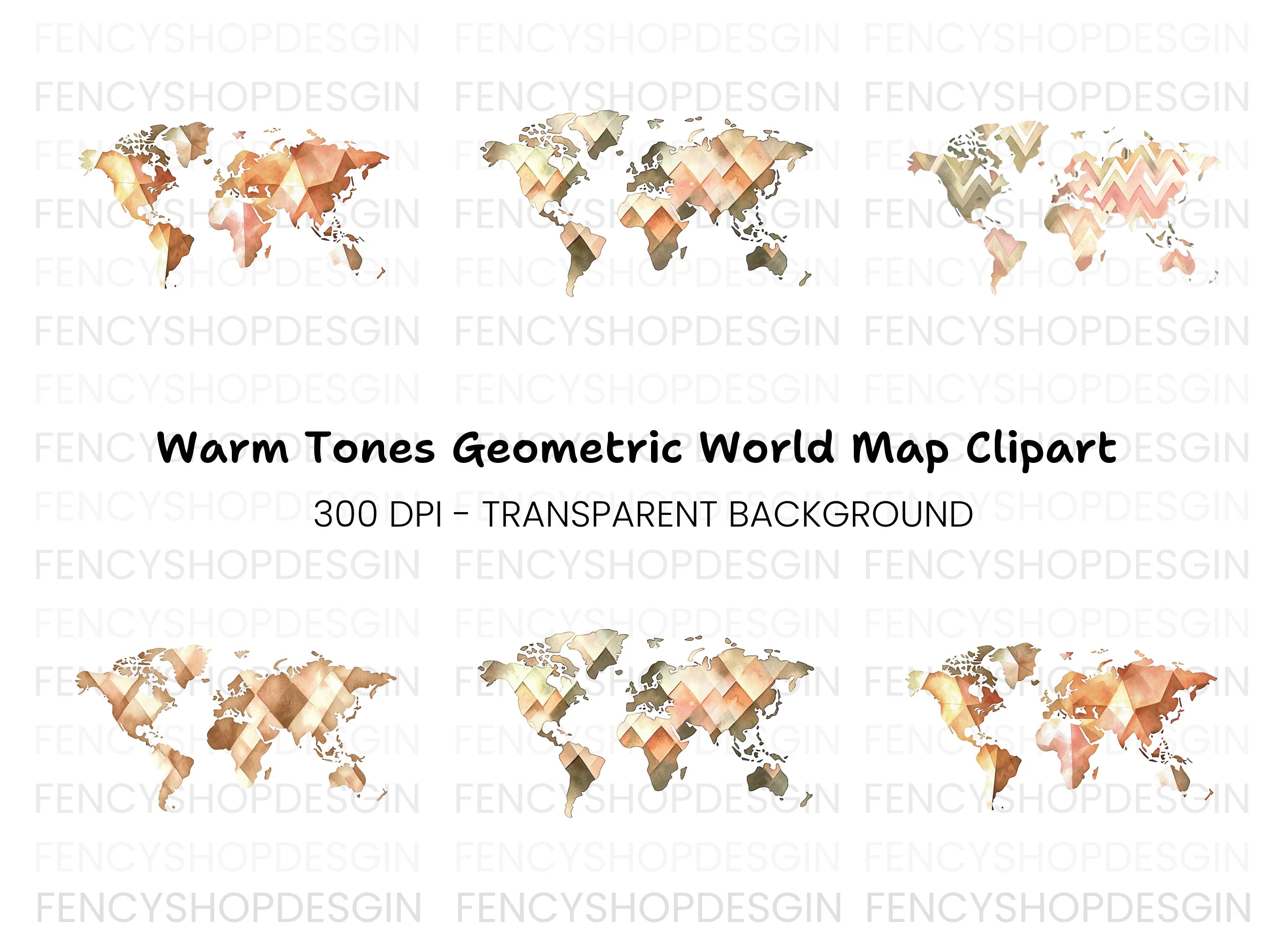 Abstract Earth Map Clipart Bundle