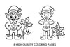 Cute Christmas Elves with Holly Coloring Books