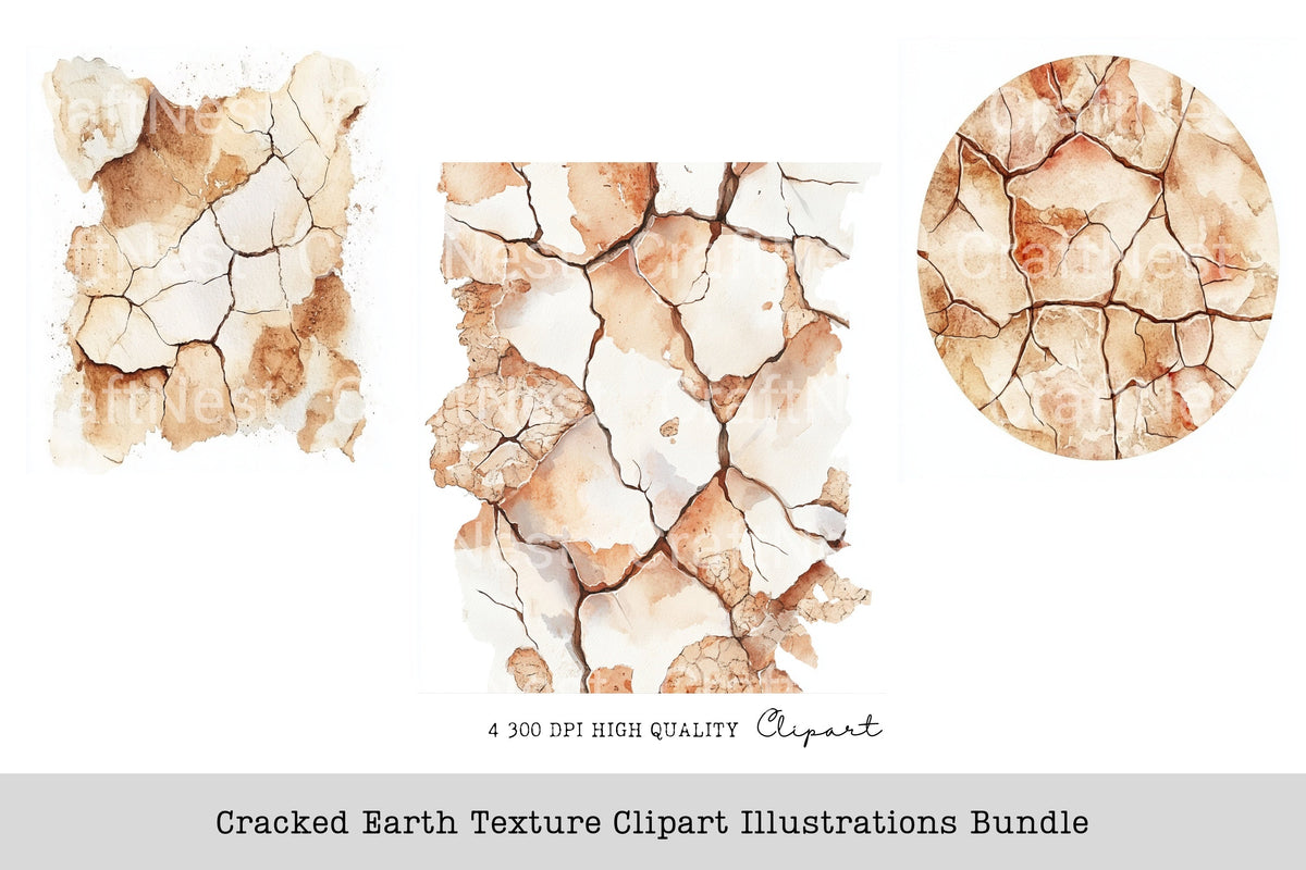 Cracked Earth Texture Illustrations Clipart Bundle
