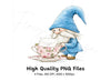 Cute Gnomes with Teacups Clipart Bundle