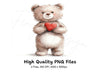 Cute Teddy Bear Holding Red Heart Clipart Bundle