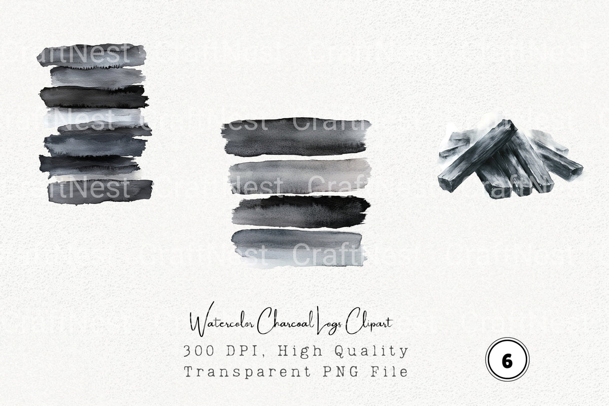 Watercolor Charcoal Logs Clipart Log Book