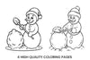 Building Snowman Winter Coloring Books