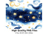Dreamy Night Sky Stars and Clouds Clipart Bundle