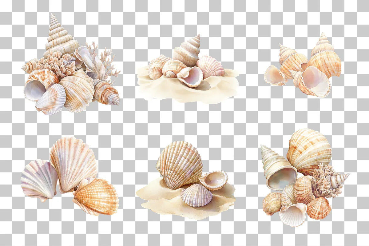 Coastal Seashells and Sand Dunes Clipart Bundle - CraftNest - Digital Crafting and Art