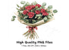 Red Rose Bouquet Clipart Bundle