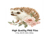 Floral Hedgehog Clipart Bundle