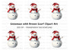 Festive Snowman with Red Scarf Clipart Bundle