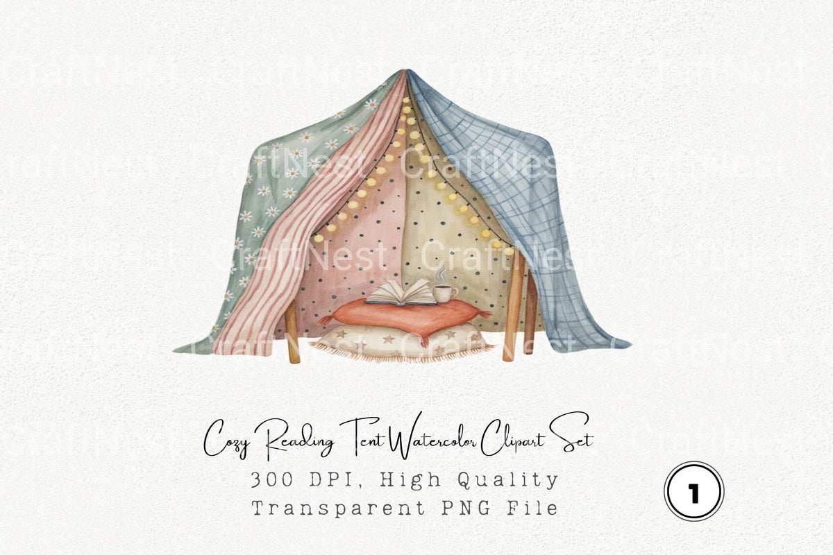 Cozy Reading Tent Clipart Bundle