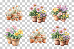 Potted Wildflowers in Terracotta Pots Clipart Bundle - CraftNest - Digital Crafting and Art